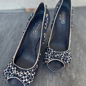 coach denim wedges barely worn